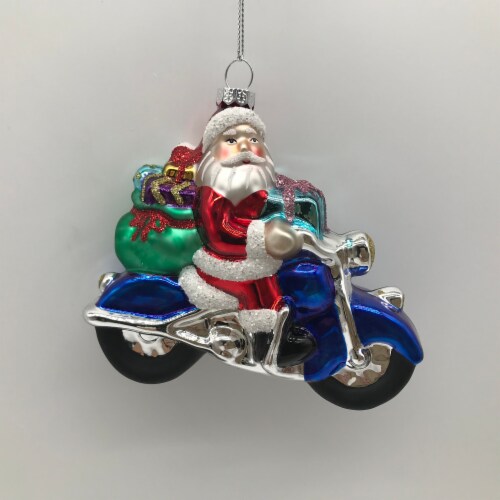 Holiday Home™ Santa on Motorcycle Christmas Ornament Perspective: front