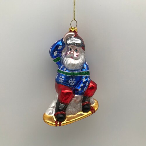 Holiday Home™ Snowboarding Santa Christmas Ornament Perspective: front