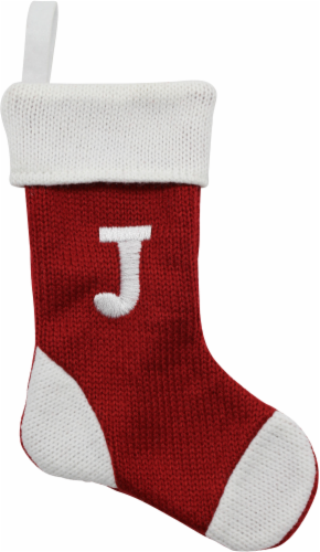 Holiday Home® Letter J Stocking Gift Card Holder - Red/White Perspective: front