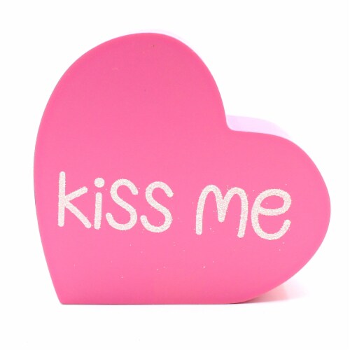 Holiday Home Kiss Me Convo Heart Decor - Pink Perspective: front
