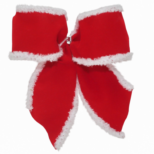 Holiday Home Miniature Velvet and Chenille Bows - Red/White Perspective: front