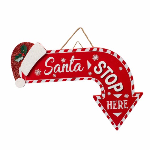 Holiday Home Arrow Santa Stop Sign Perspective: front