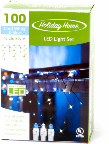 Holiday Home® 100 LED Icicle Style Lights - Cool White/Blue Perspective: front