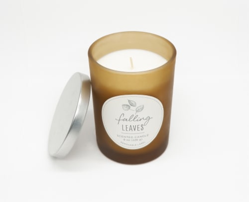 HD Designs Falling Leaves Jar Candle Perspective: front
