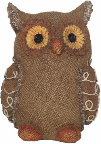 Holiday Home Harvest Owl Decor - Brown - 5.8 Inch Perspective: front