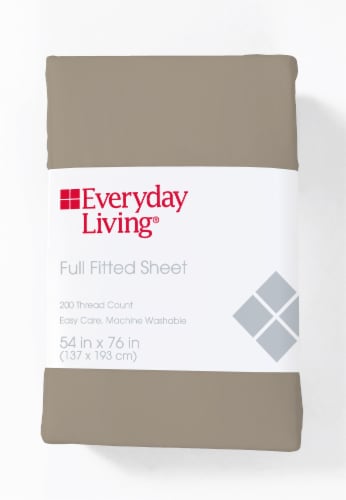 Everyday Living Cotton/Polyester 200 Thread Count Fitted Sheet - Cobblestone Perspective: front