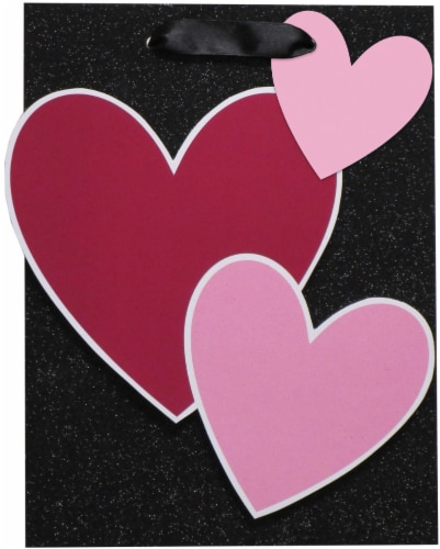 Holiday Home® Hearts Valentine's Gift Bag - Black/Red/Pink Perspective: front
