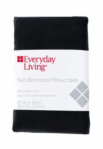Everyday Living® 200 Thread Count Cotton/Polyester Pillow Cases - 2 Piece - Jet Black Perspective: front