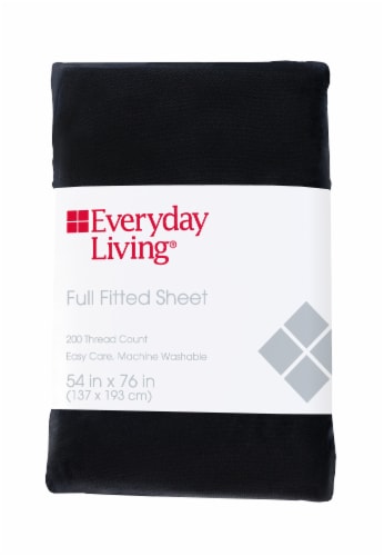 Everyday Living® Cotton/Polyester 200 Thread Count Fitted Sheet - Jet Black Perspective: front