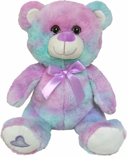 Holiday Home® Plush Bear with Bow - Purple/Blue Perspective: front