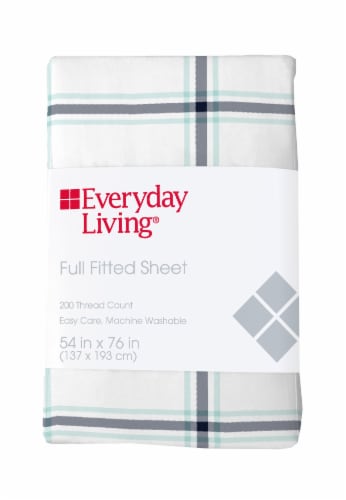 Everyday Living® Cotton/Polyester 200 Thread Count Fitted Sheet - Jasper Plaid Perspective: front