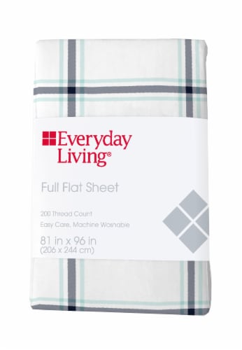 Everyday Living® Cotton/Polyester 200 Thread Count Flat Sheet - Jasper Plaid Perspective: front