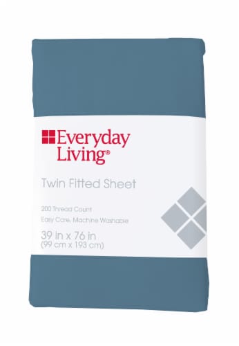 Everyday Living® Cotton/Polyester 200 Thread Count Fitted Sheet - Provincial Blue Perspective: front