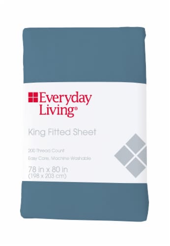 Everyday Living® Cotton/Polyester 200 Thread Count Fitted Sheet - Provincial Blue Perspective: front