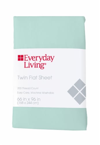 Everyday Living® 200 Thread Count Flat Sheet - Bleached Aqua Perspective: front