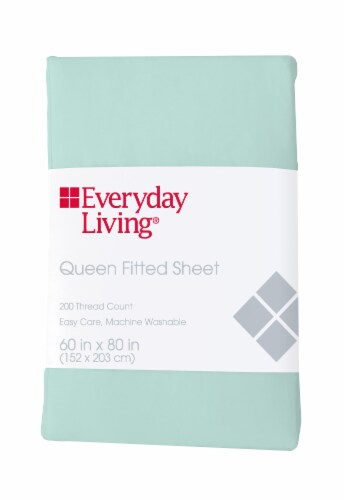 Everyday Living® 200 Thread Count Fitted Sheet - Bleached Aqua Perspective: front