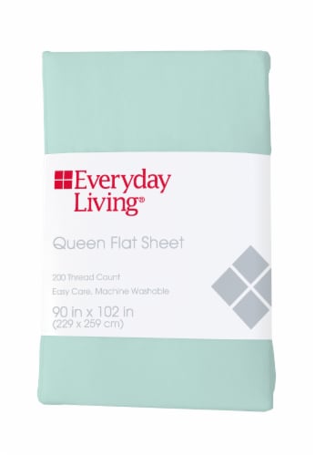 Everyday Living® 200 Thread Count Cotton/Polyester Flat Sheet - Bleached Aqua Perspective: front