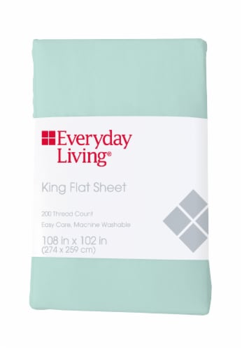 Everyday Living® 200 Thread Count Cotton/Polyester Flat Sheet - Bleached Aqua Perspective: front