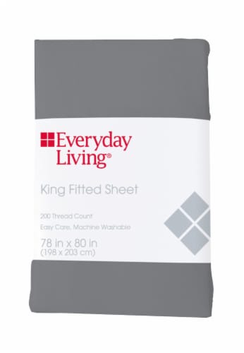 Everyday Living® 200 Thread Count Cotton/Polyester Fitted Sheet - Sharkskin Perspective: front