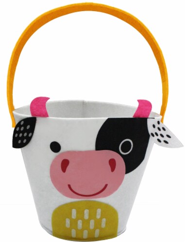 Holiday Home Easter Cow Felt Basket Perspective: front