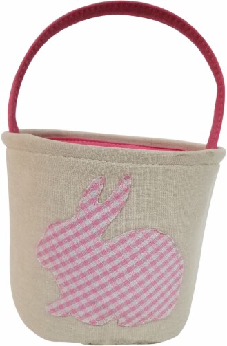 Holiday Home Gingham Bunny Easter Tote - Pink Perspective: front