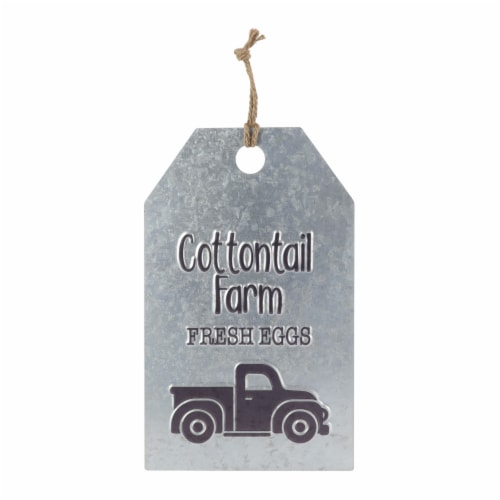 Holiday Home Cottontail Farm Galvanized Tag Sign Perspective: front
