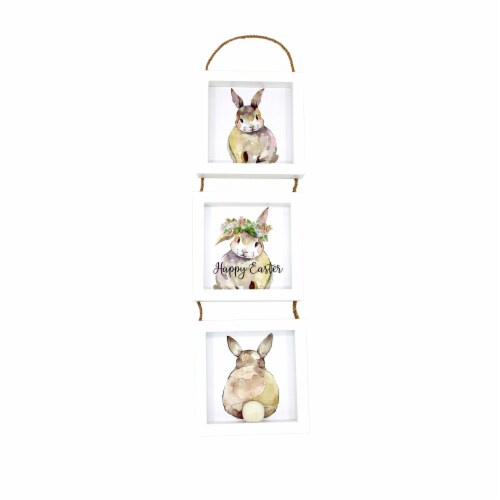 Holiday Home 3 Hopping Easter Bunnies Sign Perspective: front