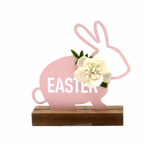 Holiday Home Iron and Wood Bunny - Pink Perspective: front