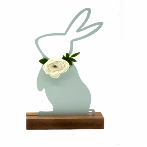 Holiday Home Iron and Wood Bunny - Green Perspective: front