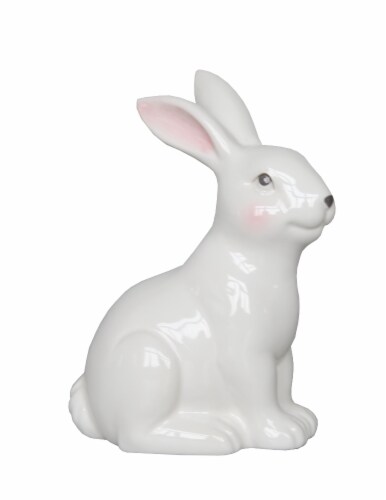 Holiday Home Sitting Rabbit Decor - White Perspective: front