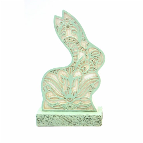 Holiday Home Filigree Pattern Bunny - Green Perspective: front