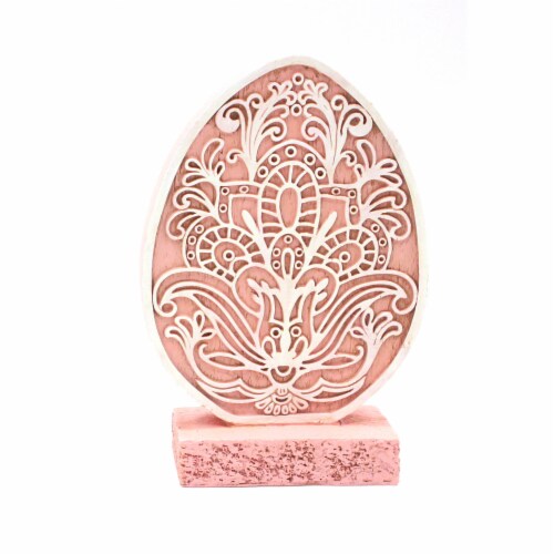 Holiday Home Filigree Pattern Egg - Pink Perspective: front