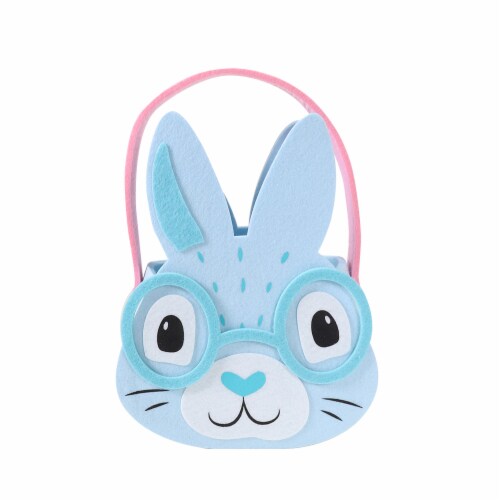Holiday Home Felt Bunny Easter Bucket - Blue Perspective: front