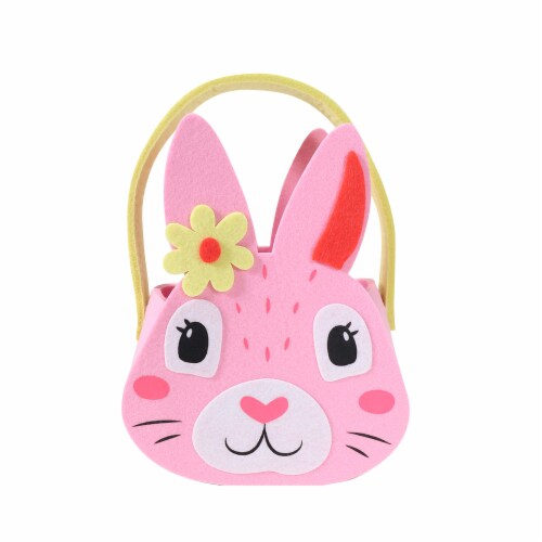 Holiday Home Felt Bunny Easter Bucket - Pink Perspective: front