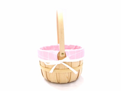 Holiday Home Basket with Liner - Natural/Pink Perspective: front