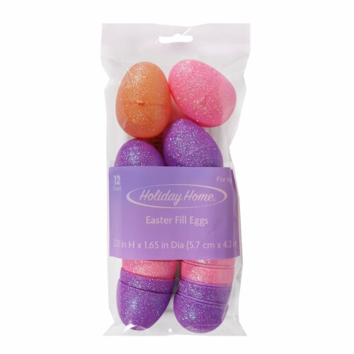 Holiday Home® Glitter Easter Plastic Fill Eggs - Orange/Pink/Purple Perspective: front