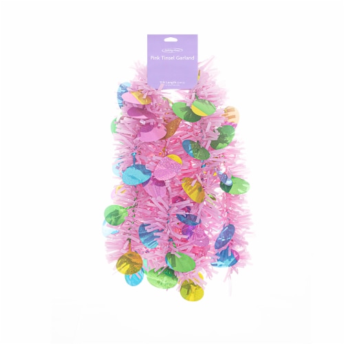 Holiday Home® Pink Jumbo Tinsel Garland Perspective: front
