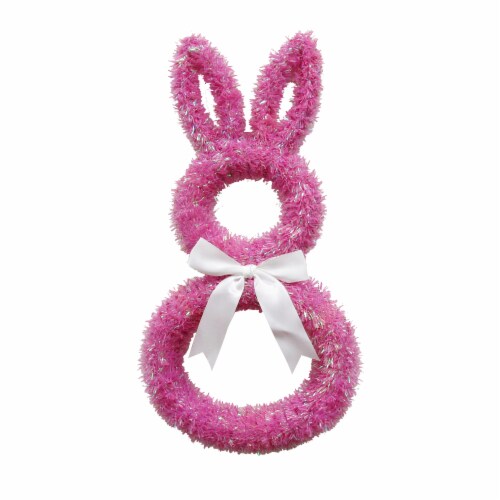 Holiday Home Easter Bunny Wreath - Pink Perspective: front