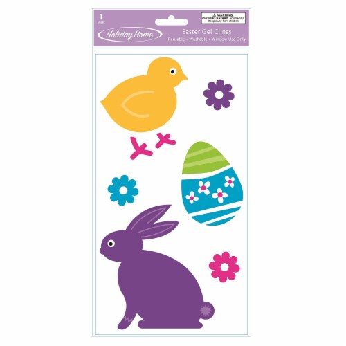 Holiday Home® Easter Chick & Bunny Gel Clings Perspective: front