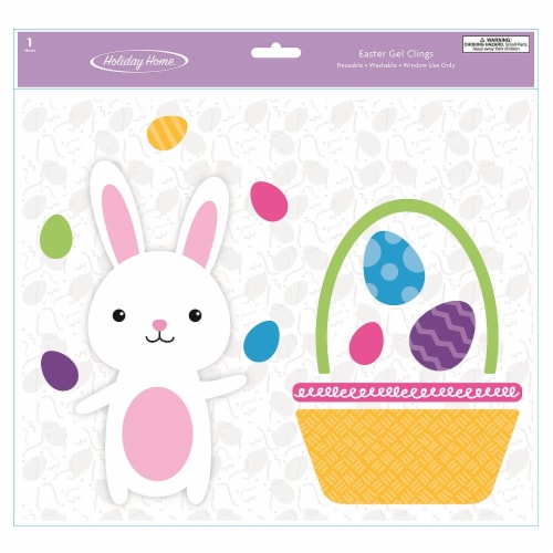 Holiday Home® Bunny & Basket Gel Cling Perspective: front