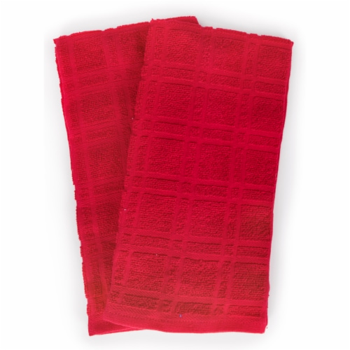 Everyday Living Solid Red Waffle Kitchen Towels Perspective: front