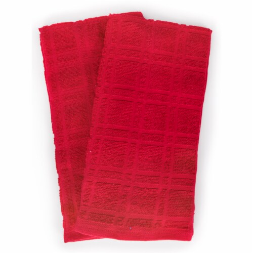Everyday Living Solid Red Waffle Kitchen Towels Perspective: front