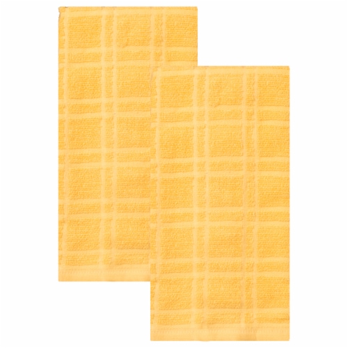 Everyday Living Solid Waffle Kitchen Towels - Yellow, 2 pk - Food