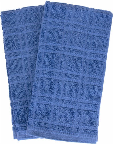 Everyday Living Solid Blue Waffle Kitchen Towels Perspective: front