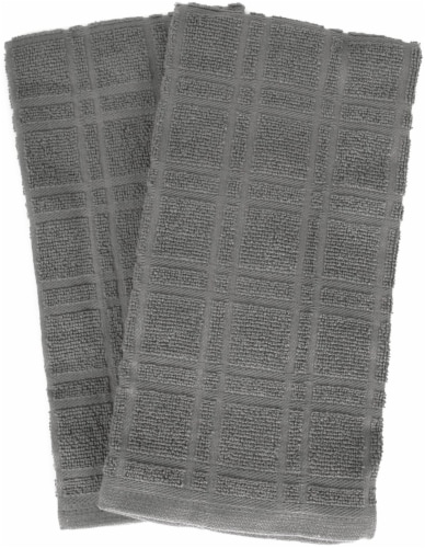 Everyday Living® Solid Waffle Kitchen Towels - Charcoal Perspective: front