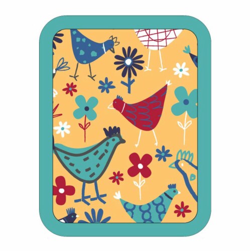 Everyday Living Yellow/Blue Chicken Print Pocket Oven Mitt Perspective: front