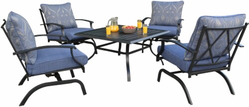 HD Designs Outdoors Fremont Dining Set - Blue Perspective: front