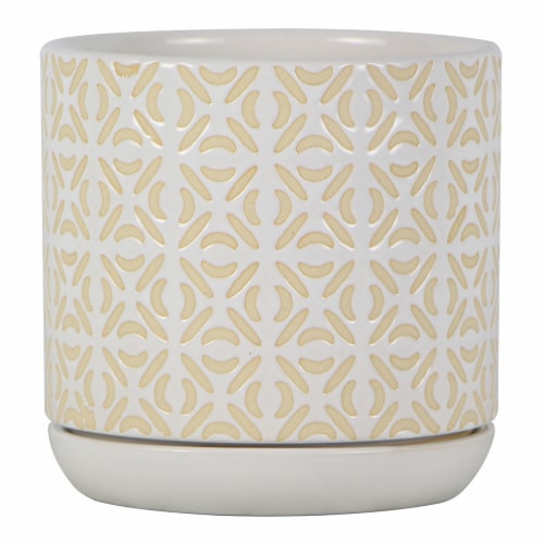 The Joy of Gardening Jax Planter - White/Clay Perspective: front