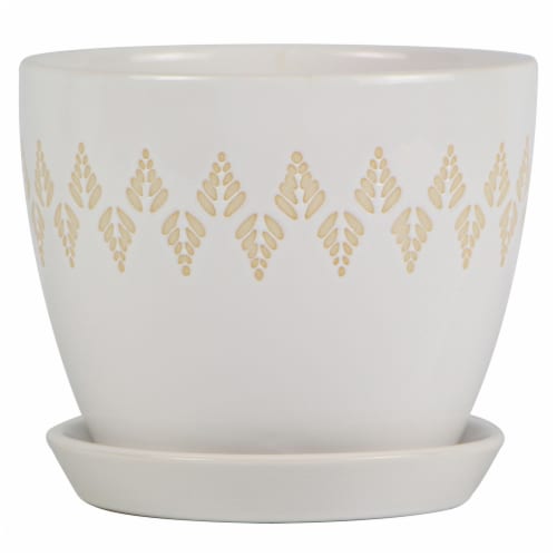 Joy of Gardening Mateo Planter - Reactive White Perspective: front