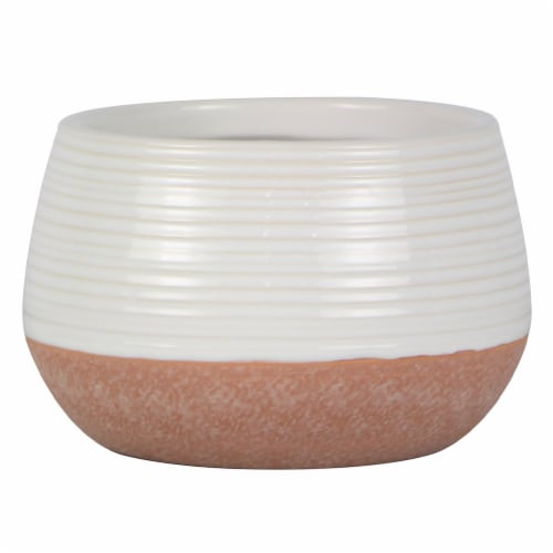 Joy of Gardening® Brinn Planter - Faux Terracotta/White Perspective: front